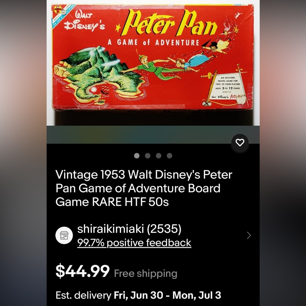 Vintage 1953 Peter Pan board game - Picture 2 of 3